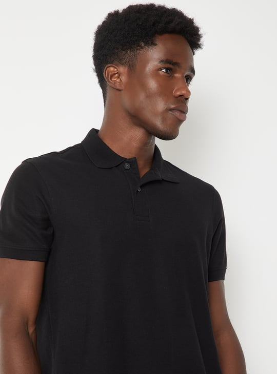 Men Textured Polo T-shirt