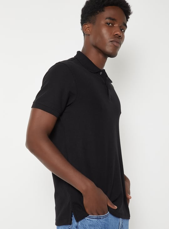 Men Textured Polo T-shirt