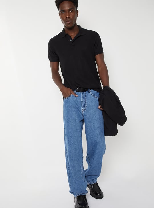 Men Textured Polo T-shirt