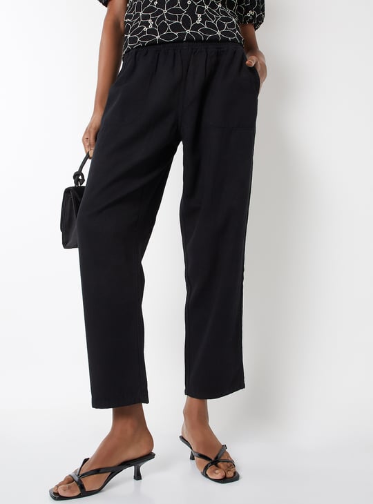 Women Textured Peg Trousers