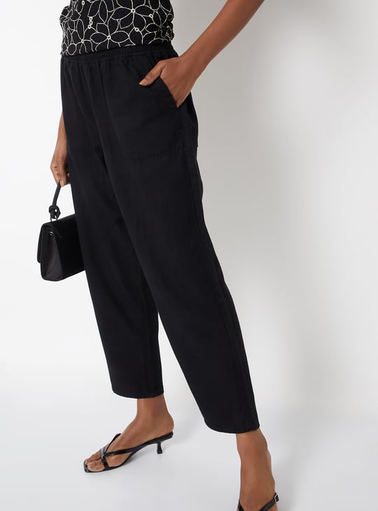 Women Textured Peg Trousers