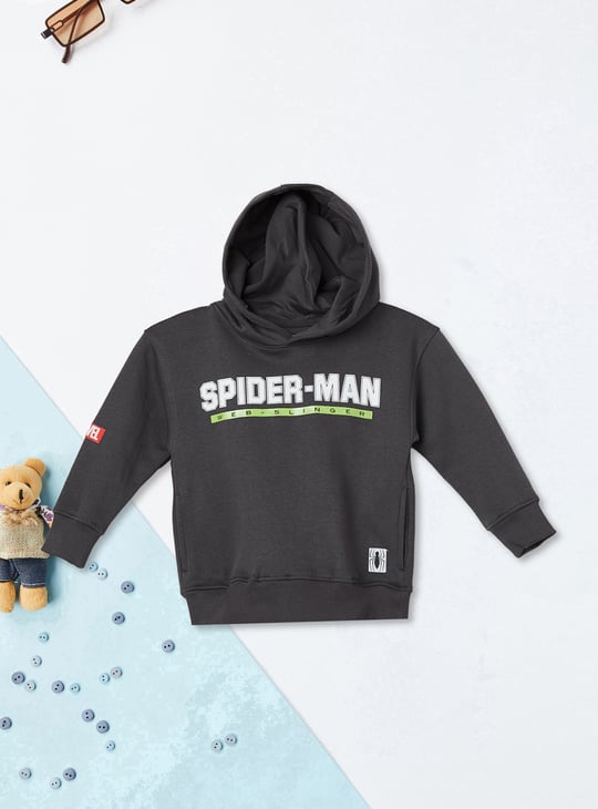 Boys Spiderman Print Oversized Hooded Sweatshirt