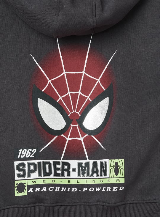 Boys Spiderman Print Oversized Hooded Sweatshirt