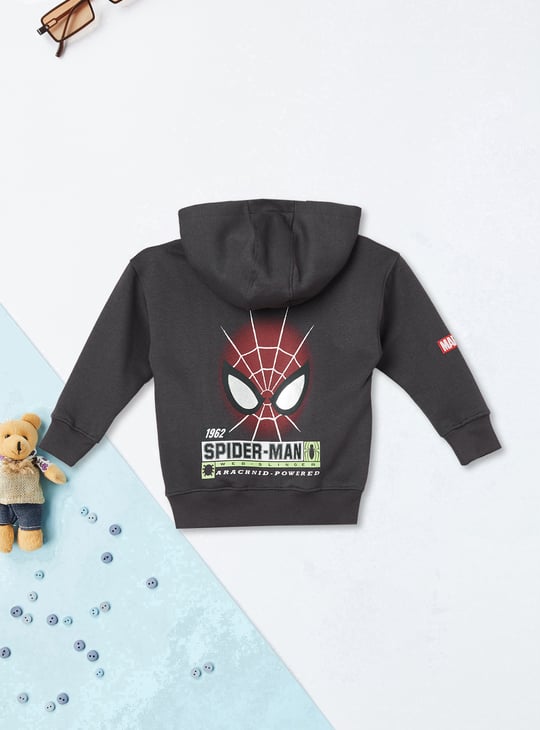 Boys Spiderman Print Oversized Hooded Sweatshirt