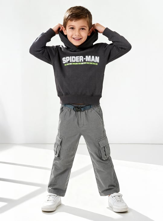 Boys Spiderman Print Oversized Hooded Sweatshirt