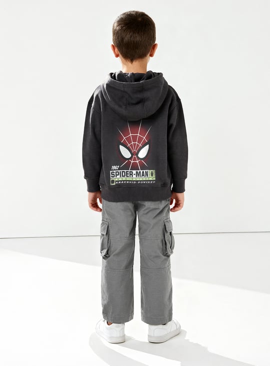 Boys Spiderman Print Oversized Hooded Sweatshirt