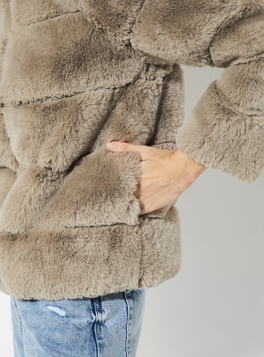 Women Faux Fur Padded Oversized Jacket