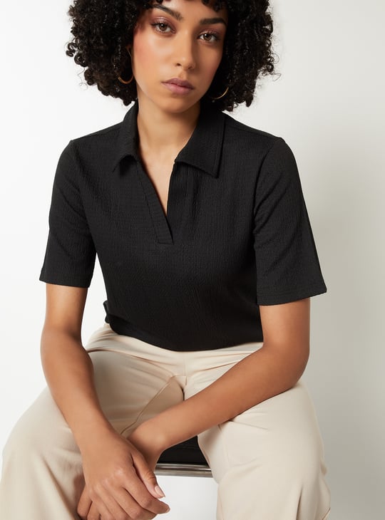 Women Textured Polo T-shirt