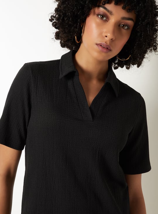 Women Textured Polo T-shirt