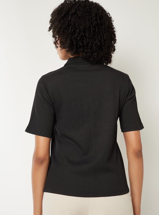 Women Textured Polo T-shirt