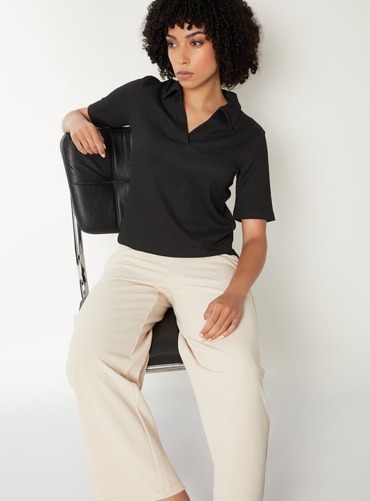 Women Textured Polo T-shirt
