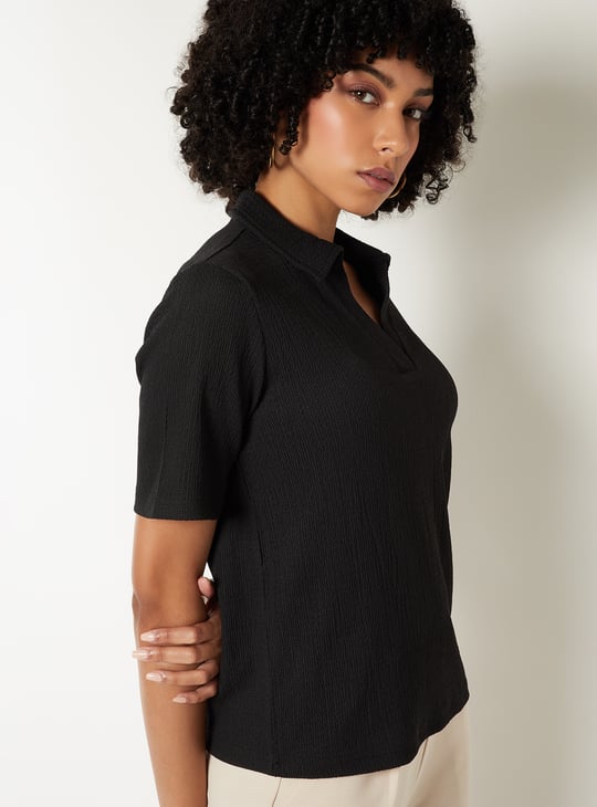 Women Textured Polo T-shirt