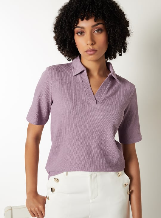 Women Textured Polo T-shirt