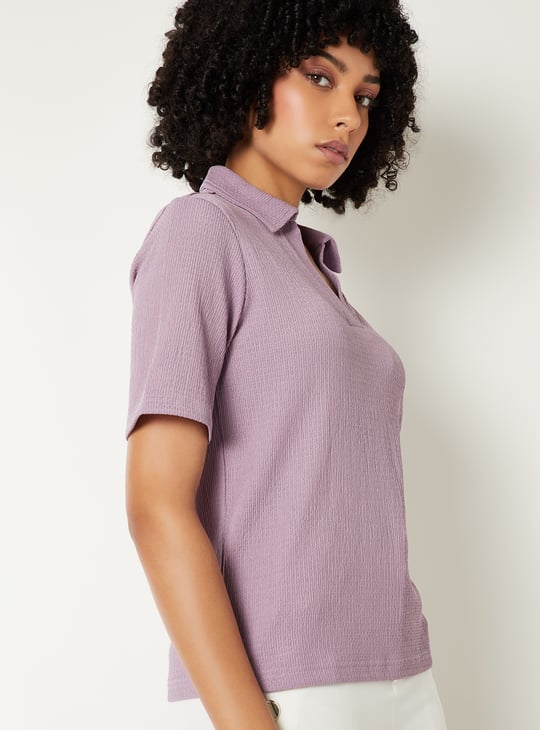 Women Textured Polo T-shirt