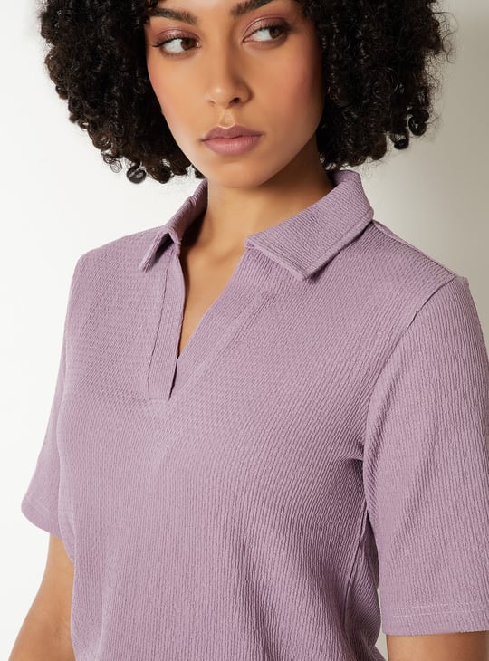 Women Textured Polo T-shirt