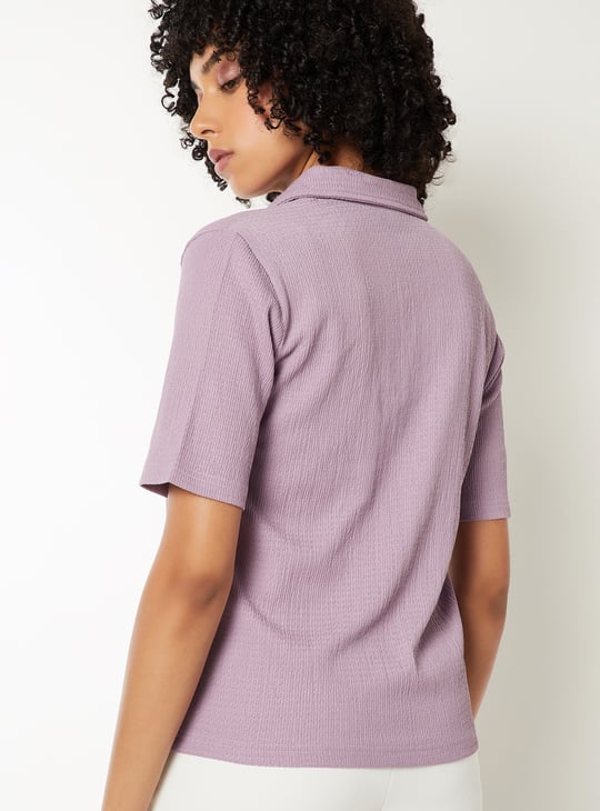 Women Textured Polo T-shirt