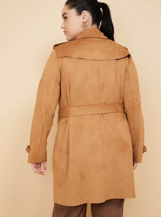 Women Textured Trench Coat | Brown | Textured