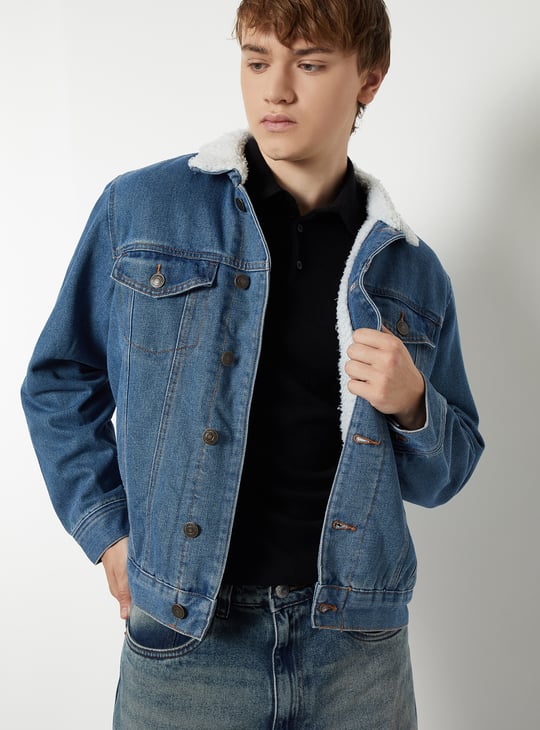 Buy Men Washed Denim Jacket Online at just