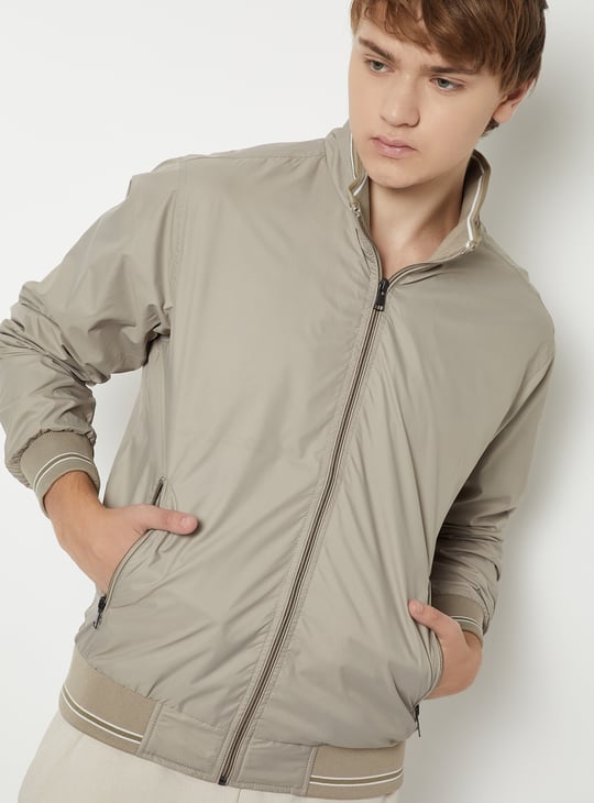 Men Solid Bomber Jacket