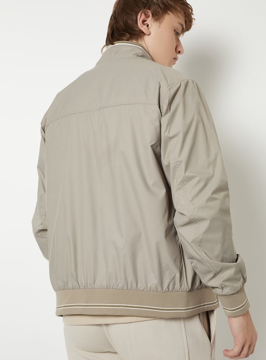 Men Solid Bomber Jacket