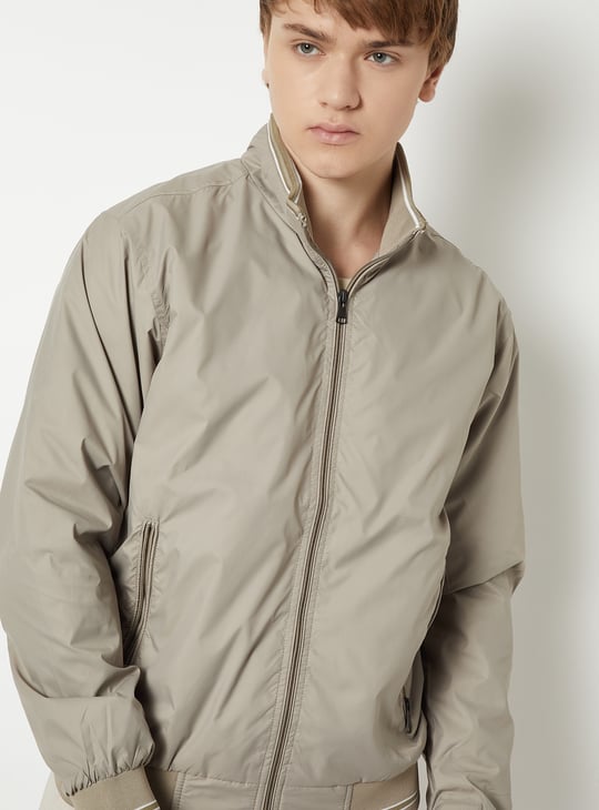 Men Solid Bomber Jacket