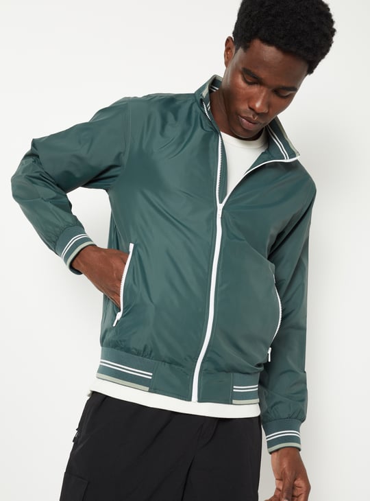 Men Solid Bomber Jacket
