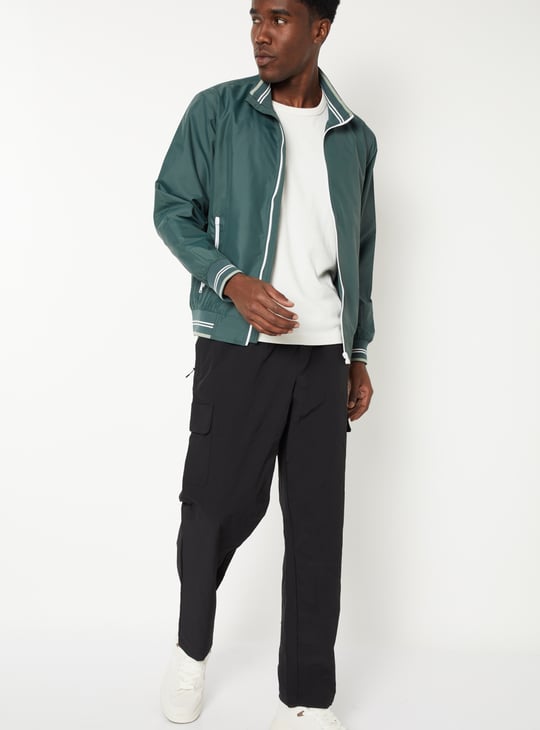 Men Solid Bomber Jacket
