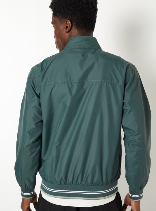 Men Solid Bomber Jacket