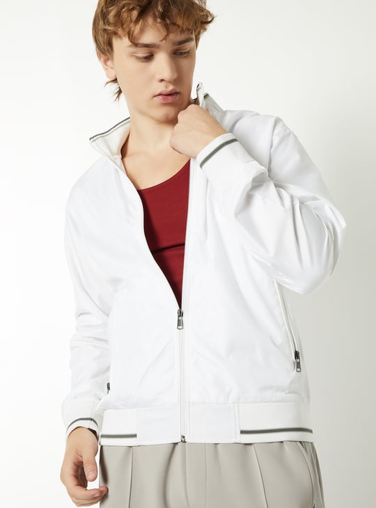 Men Solid Bomber Jacket