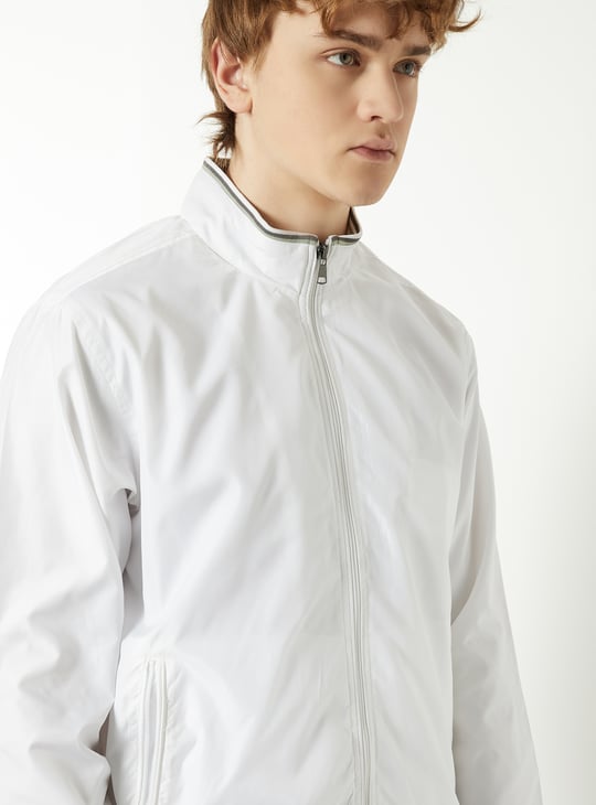 Men Solid Bomber Jacket