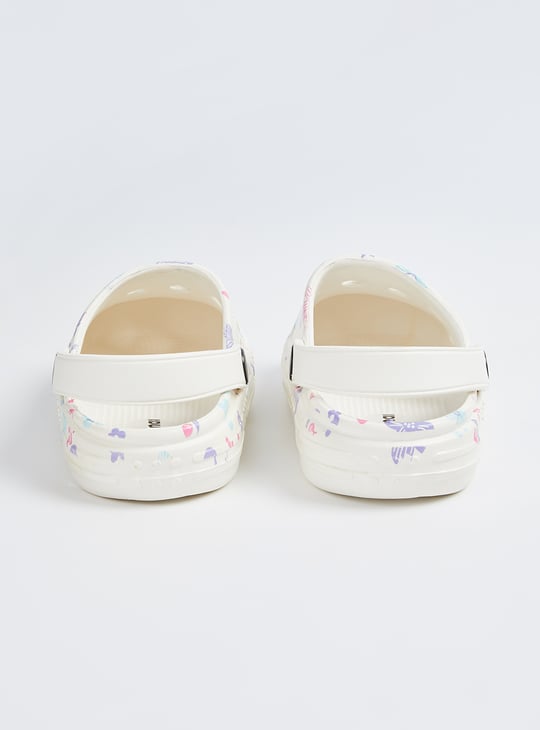 Girls Floral Print Clogs
