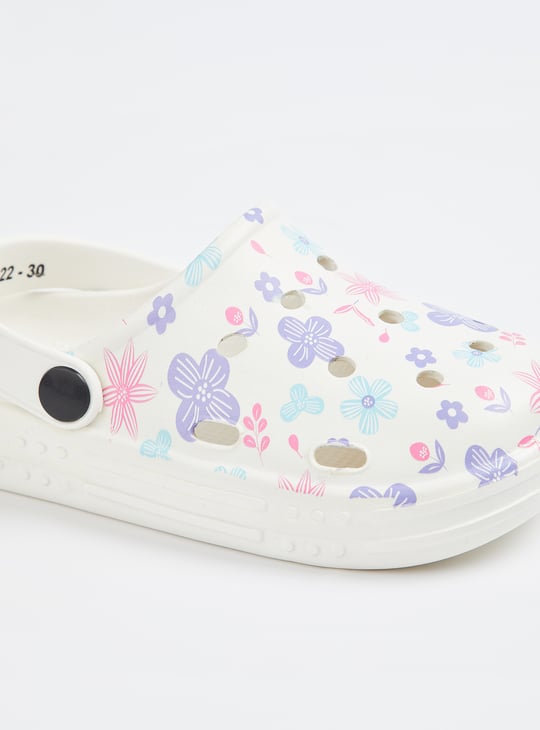 Girls Floral Print Clogs