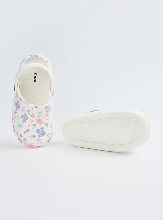 Girls Floral Print Clogs