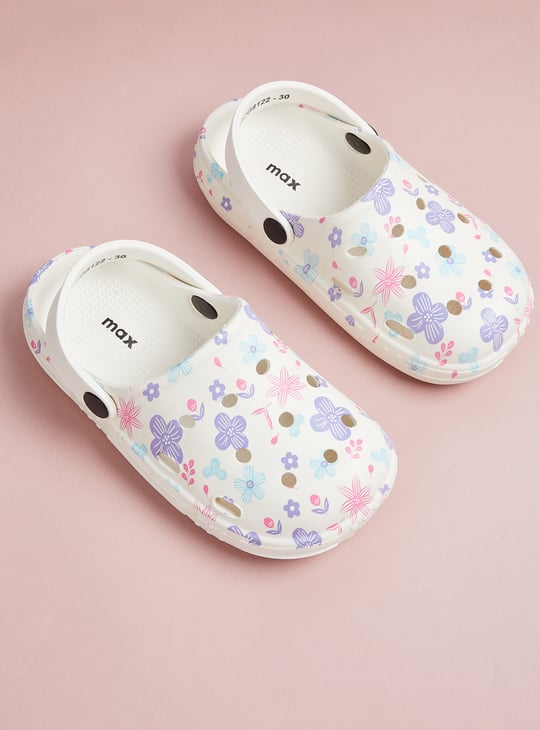 Girls Floral Print Clogs