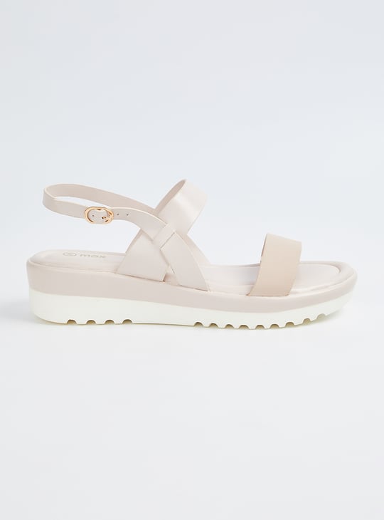 Women Solid Double Strap Wedges