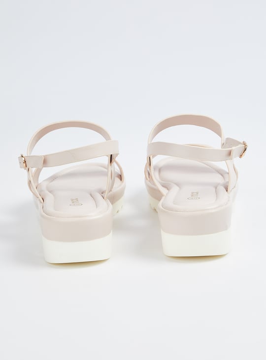 Women Solid Double Strap Wedges