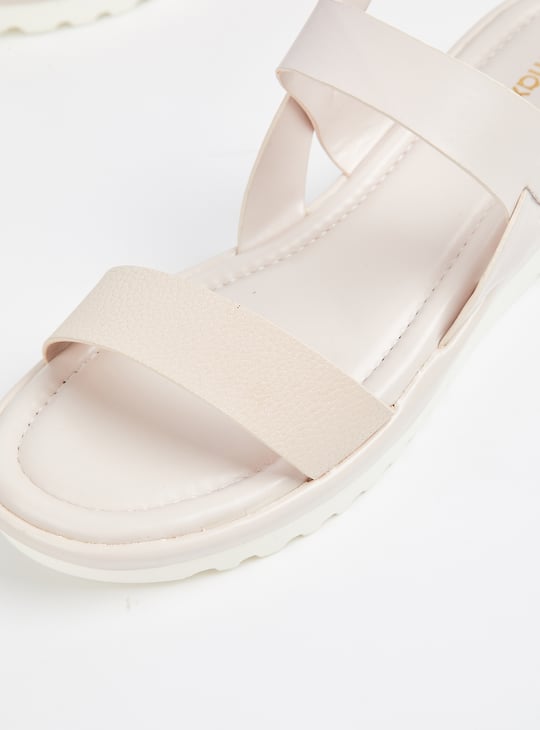 Women Solid Double Strap Wedges