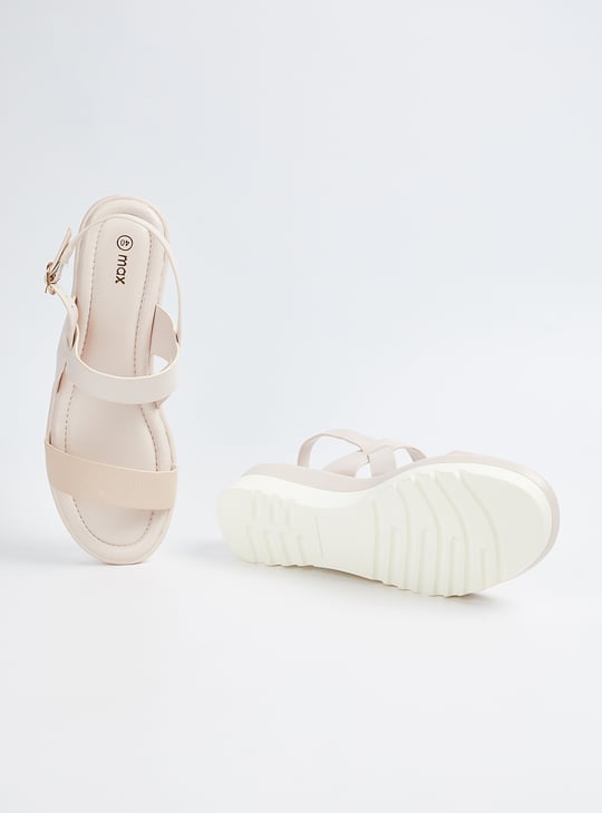 Women Solid Double Strap Wedges