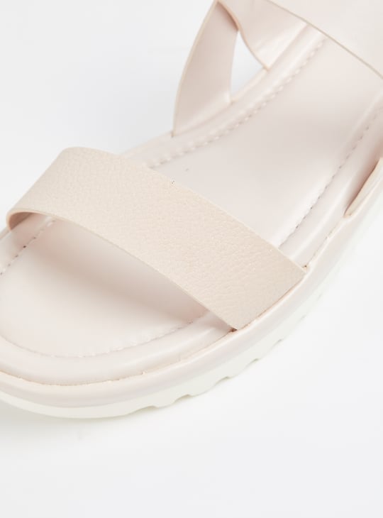 Women Solid Double Strap Wedges