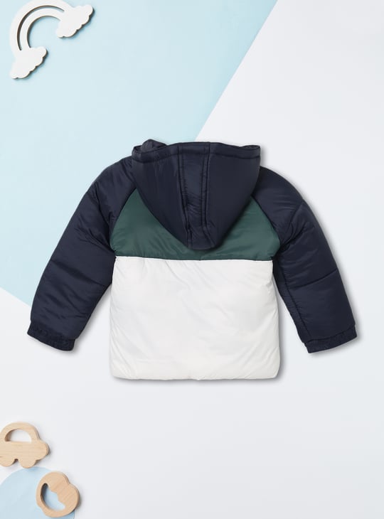 Boys Colourblock Hooded Bomber Jacket