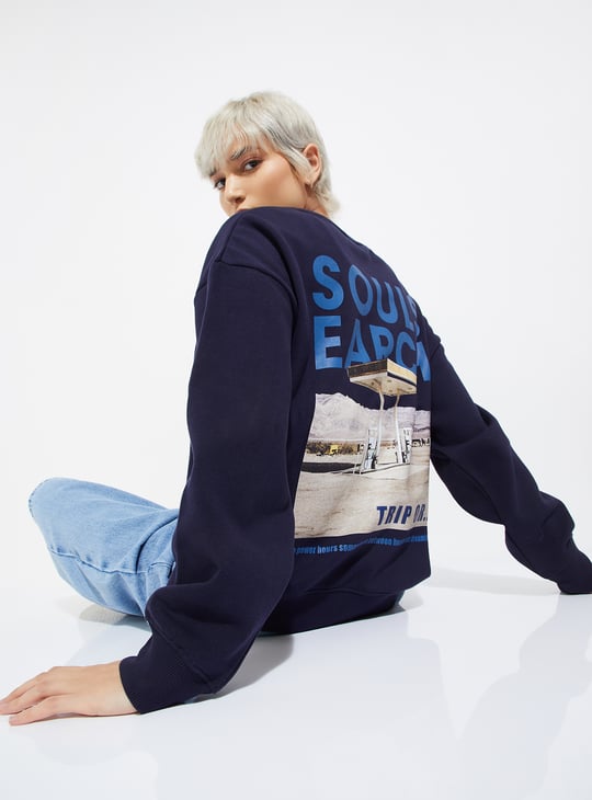 ALAYA F x URB_N Women Printed Oversized Sweatshirt
