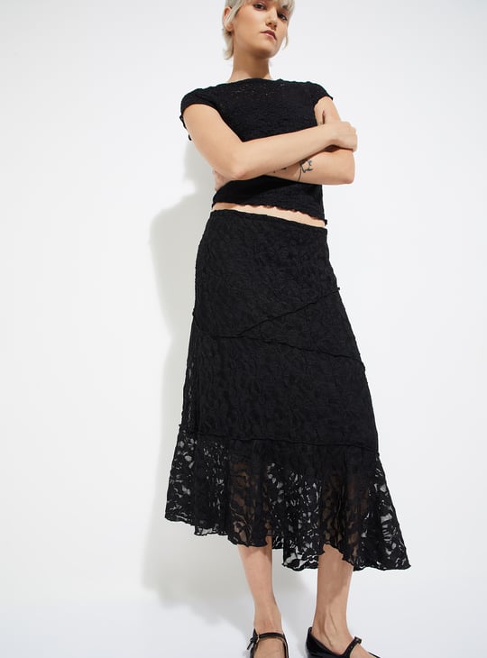 Women Lace A-line Midi Skirt