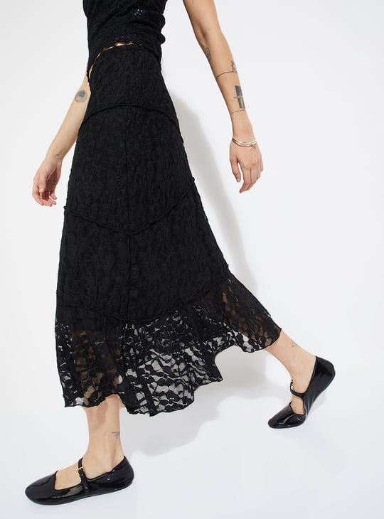 Women Lace A-line Midi Skirt