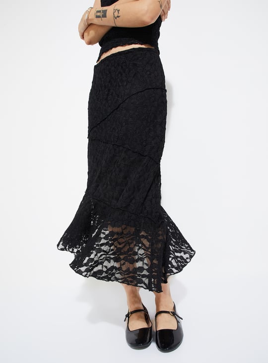 Women Lace A-line Midi Skirt