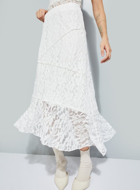 Women Lace A-line Midi Skirt