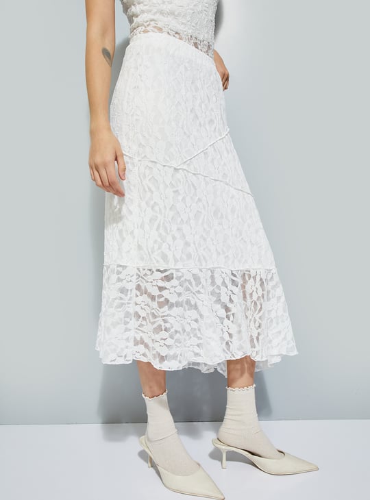 Women Lace A-line Midi Skirt