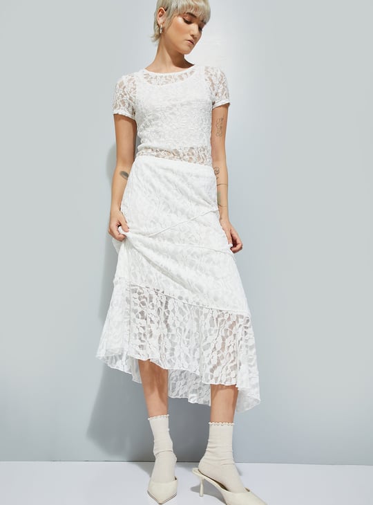 Women Lace A-line Midi Skirt
