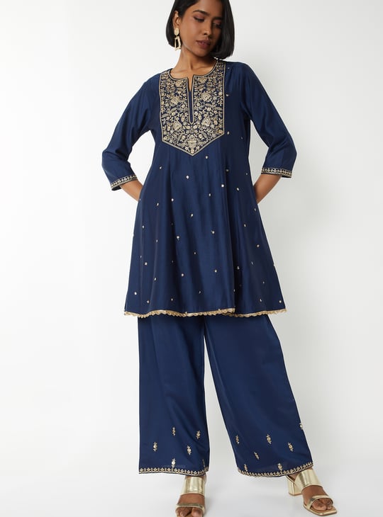 Women Embroidered A-line Kurta Set