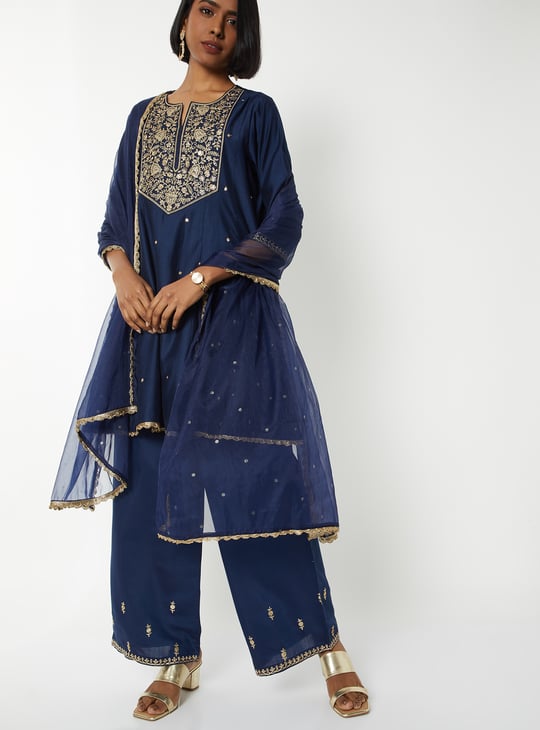 Women Embroidered A-line Kurta Set