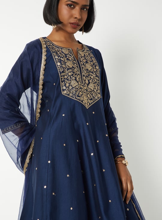 Women Embroidered A-line Kurta Set